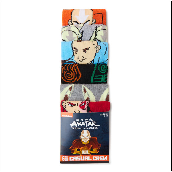 Avatar The Last Airbender Casual Crew Socks-6 Pairs - Picture 1 of 2